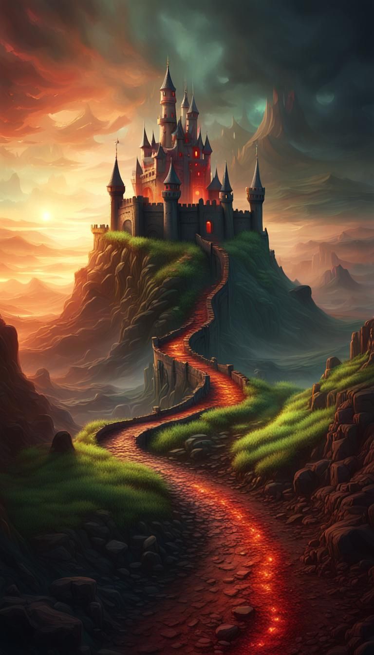 Ethereal Castle: Dark Fantasy Landscape Art