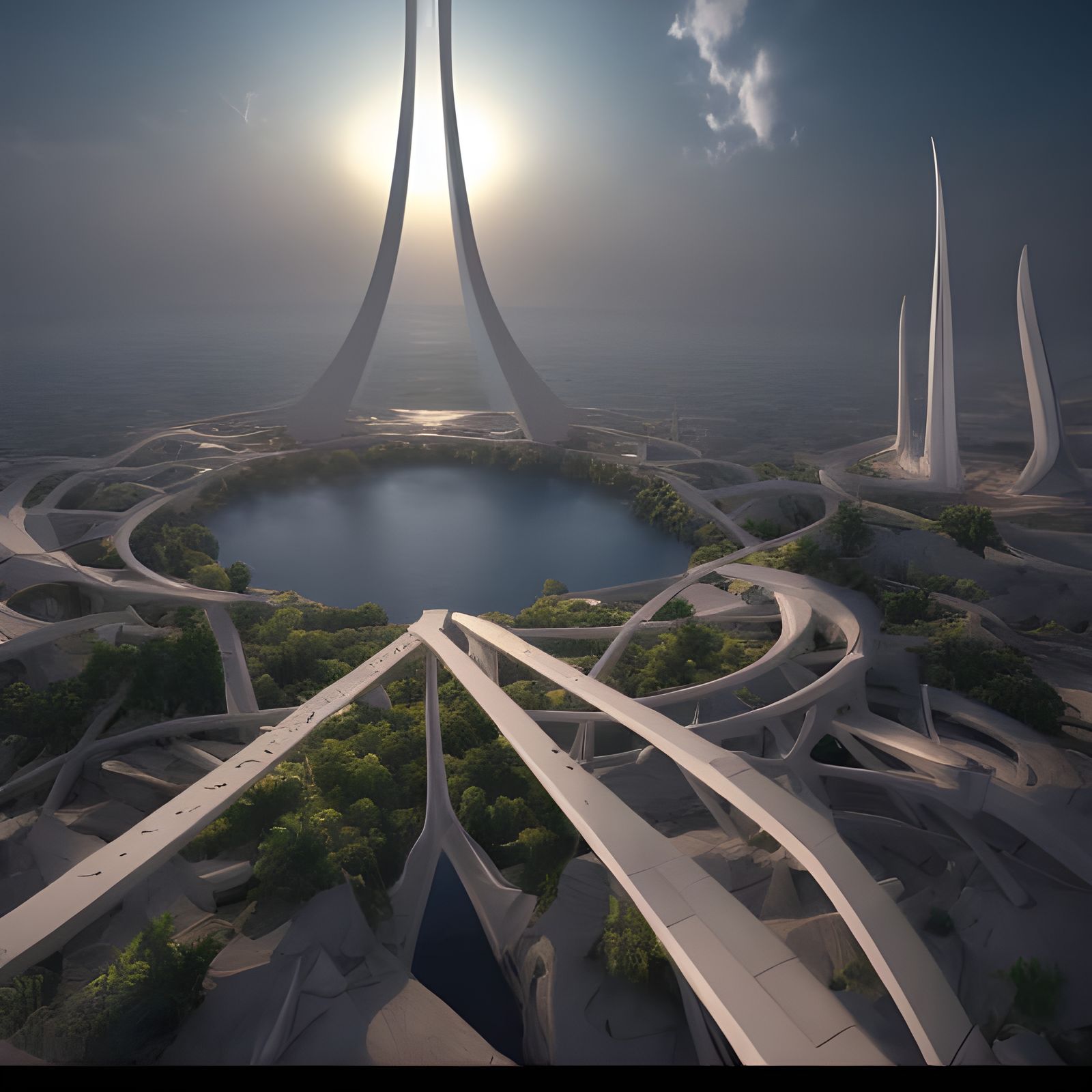 Surreal Aerial View of a Universal Terminus