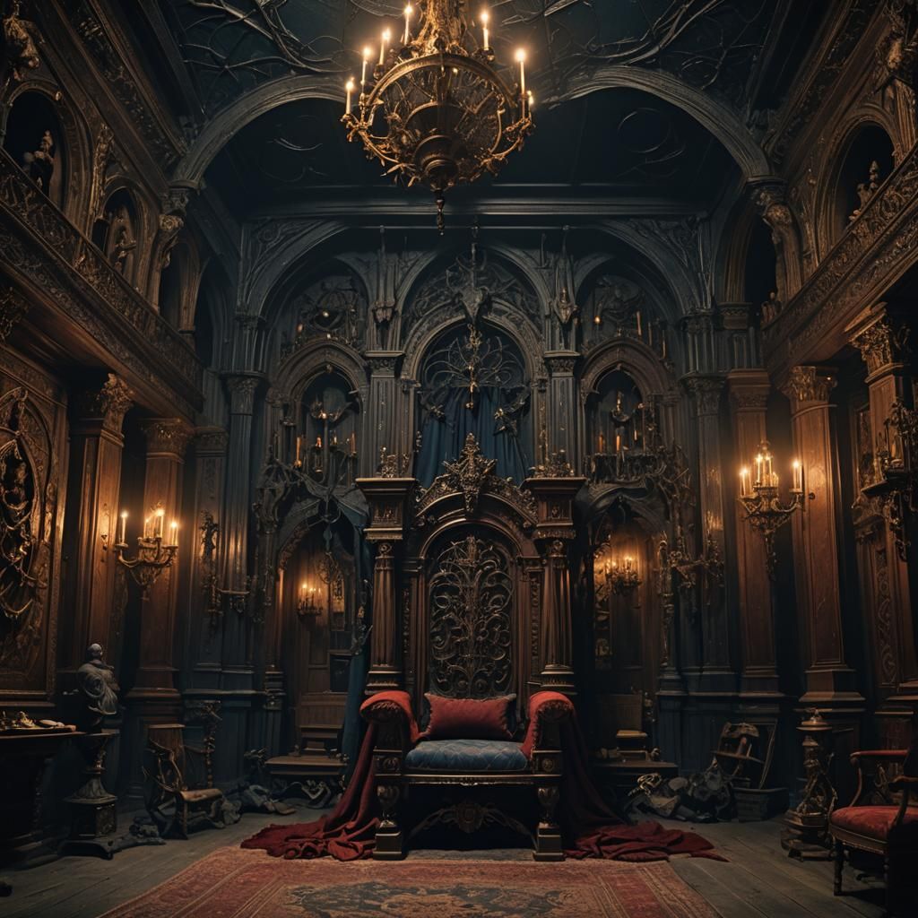 1800s Vampire Lair in Dark Fantasy Style