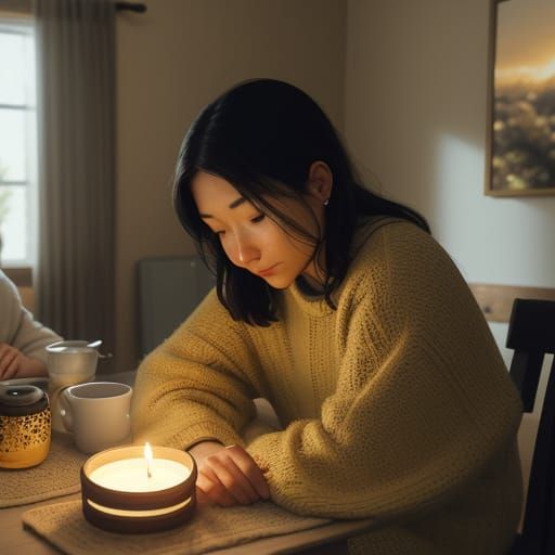 Cozy Home: Woman Diffusing Essential Oils