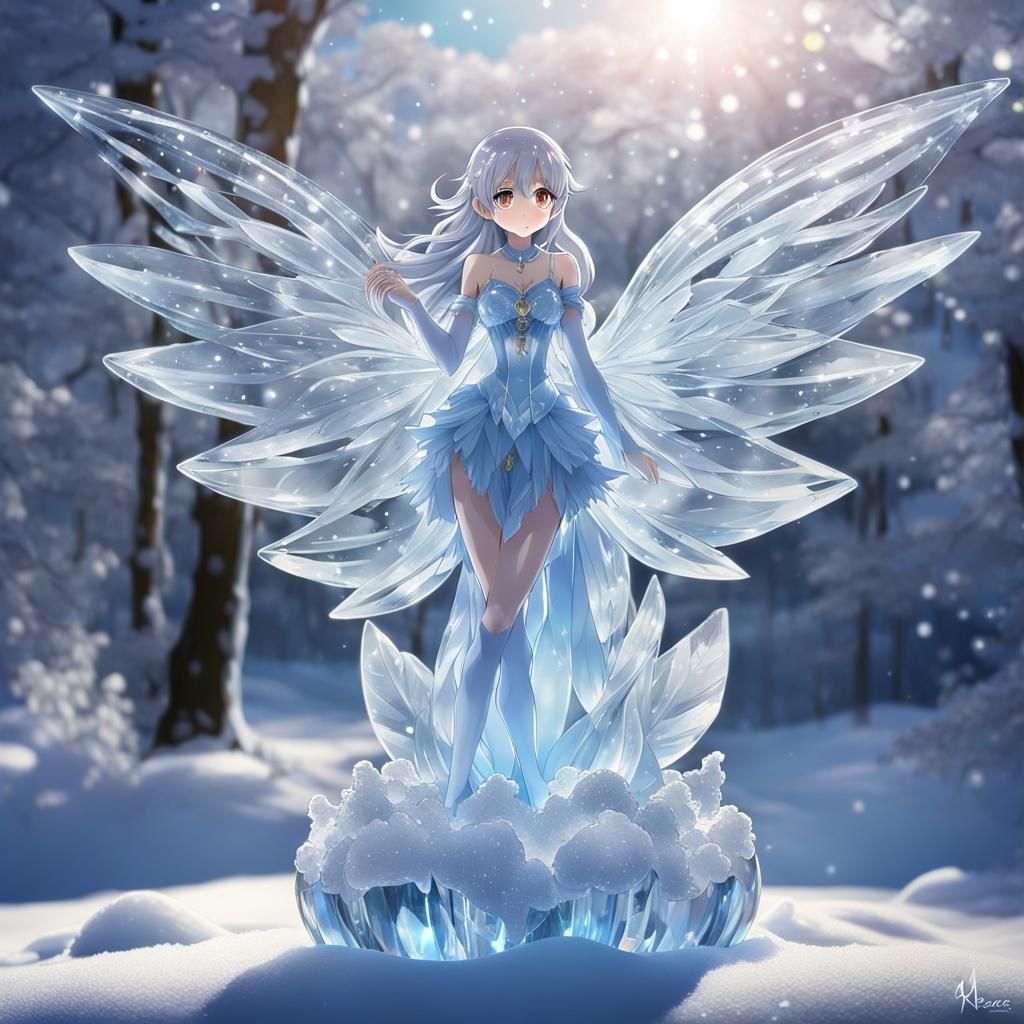 Ice Ballerina Sculpture in Anime Style