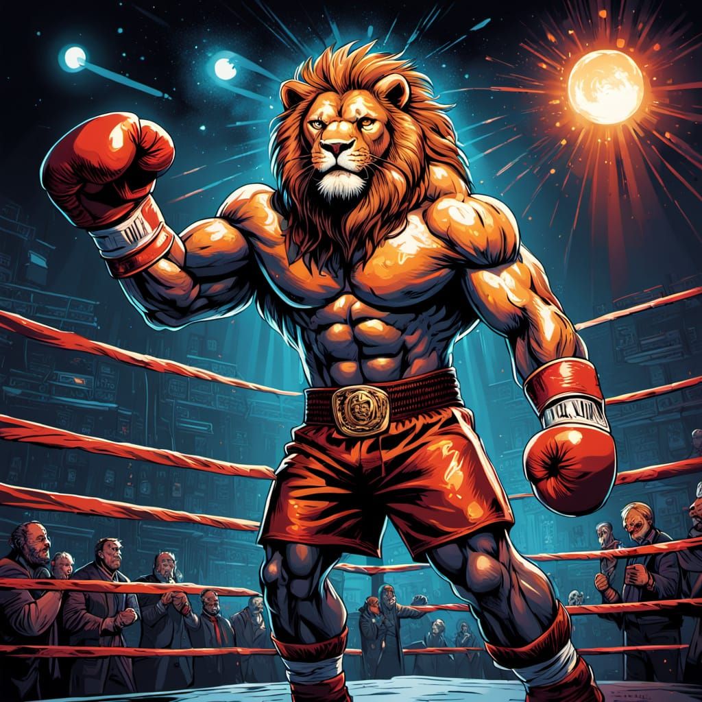 Confident Lion Champion Rises Above the Crowd