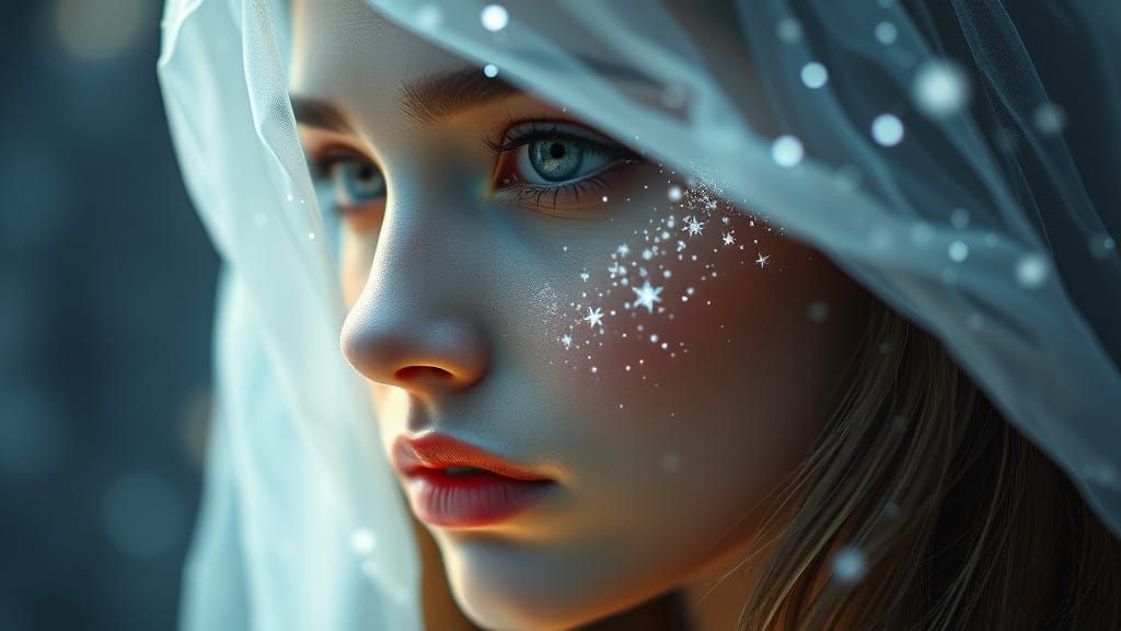 Ethereal Starlit Beauty in Digital Art Style
