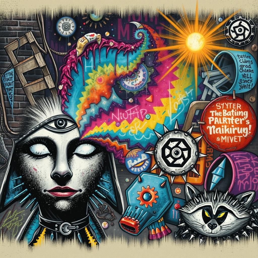 Punk Fairy Princess in Urban Decay, Street Art Style