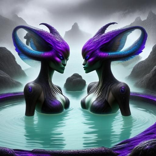 Bathing Beauties in Volcanic Hot Spring