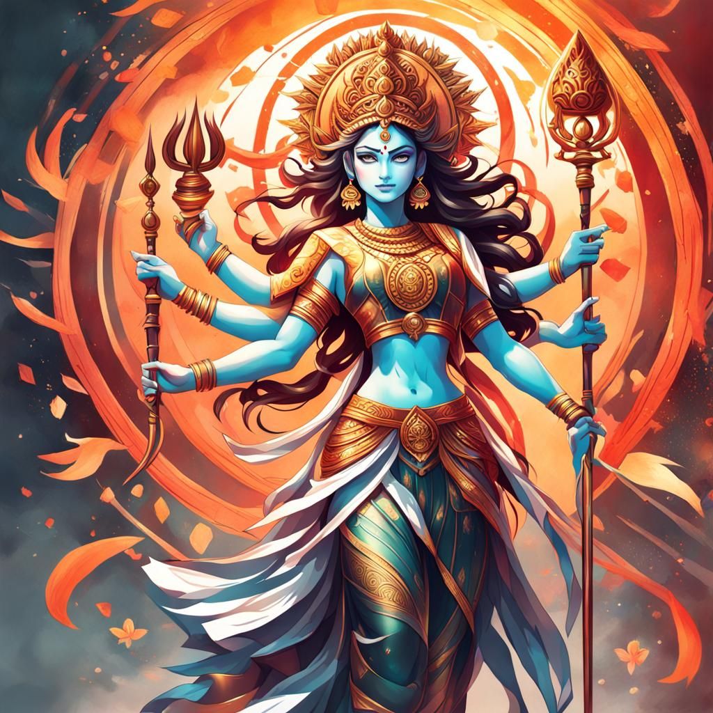 Goddess Durga: Maximalist Anime Art