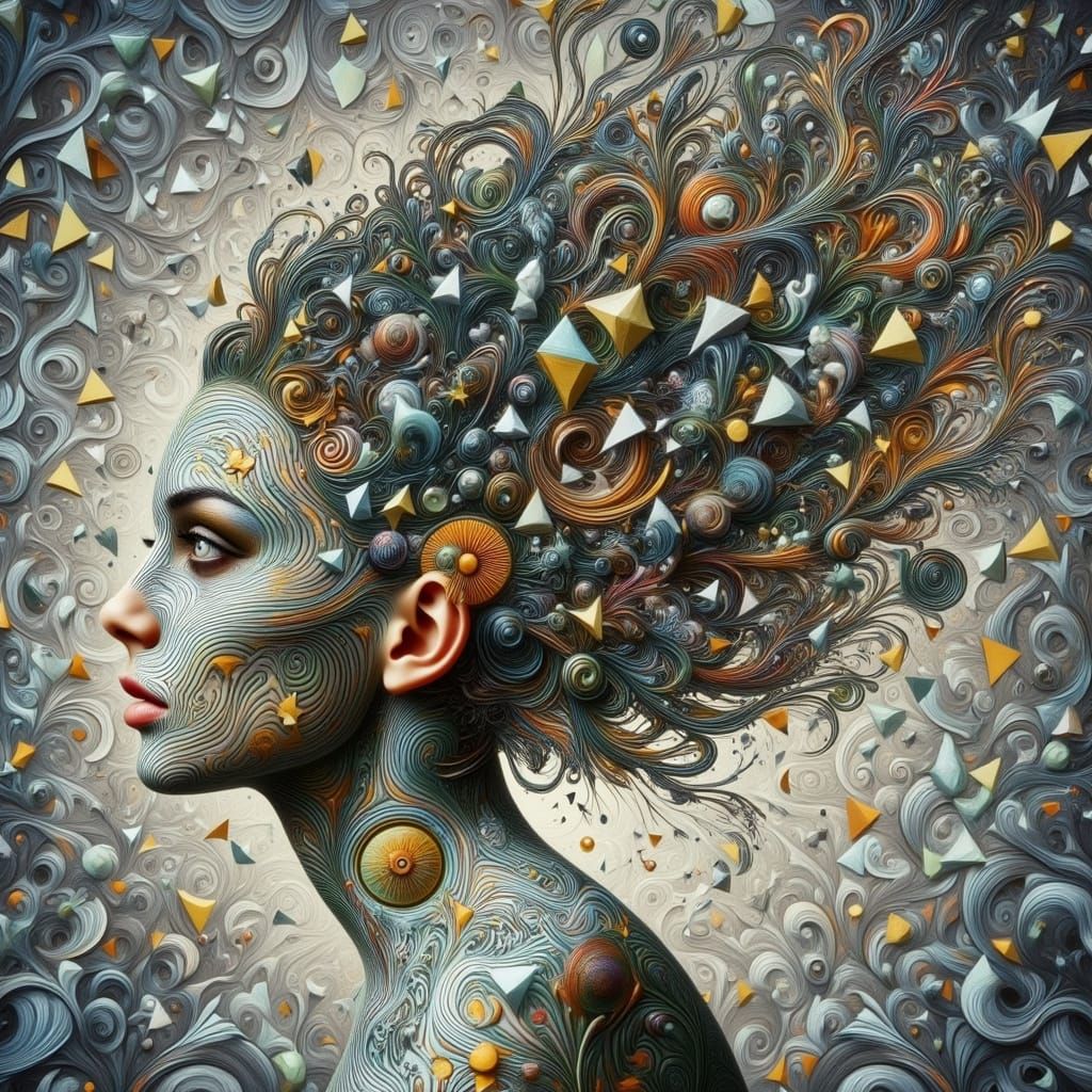 Surreal Woman Posing in Dreamlike Digital Art