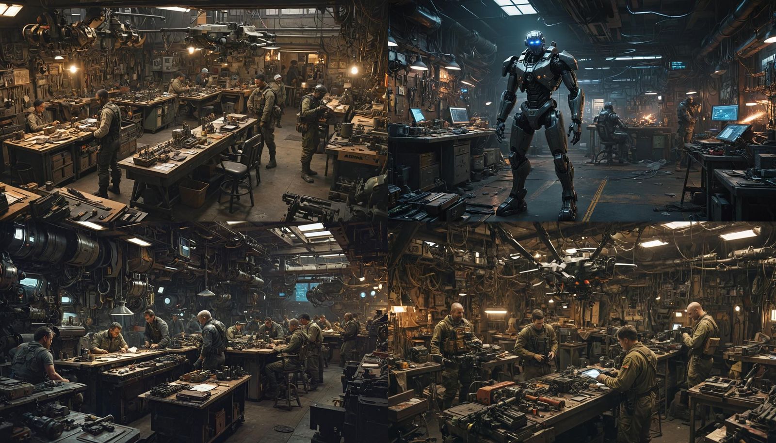 Soldiers and Engineers Retrofitting Tech in Workshop