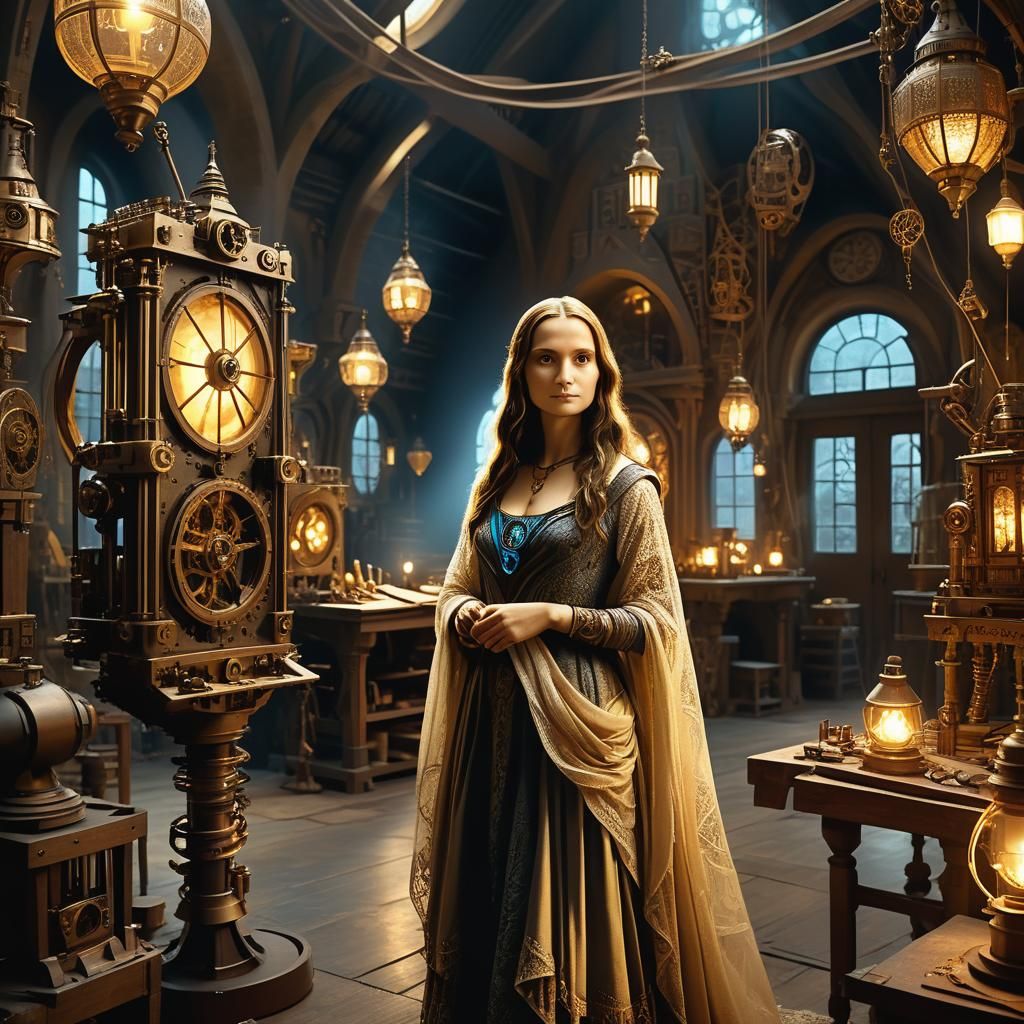 Da Vinci Paints Mona Lisa in Steampunk Workshop