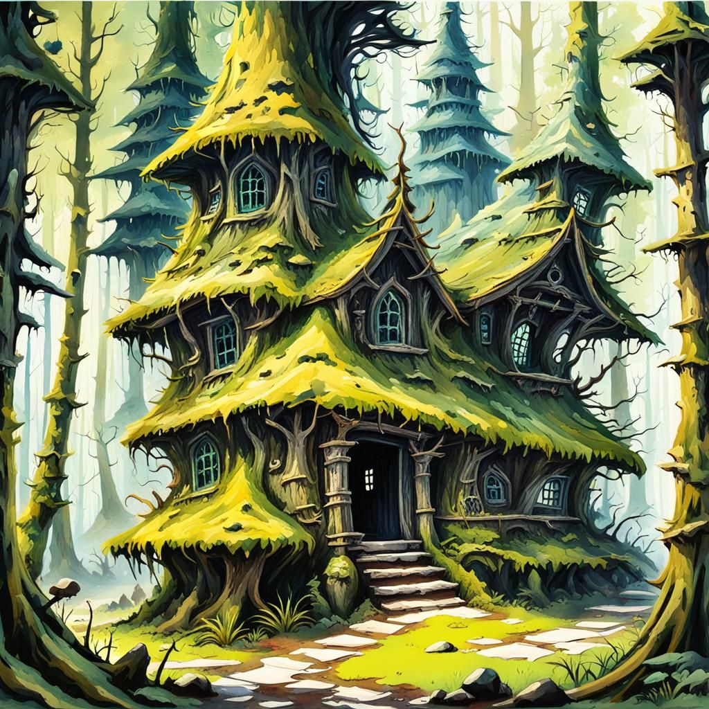 Fairycore Gothic Hut in Dark Fantasy Forest