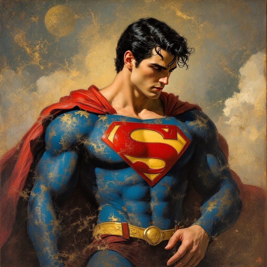 Superman in Romantic Style Painting