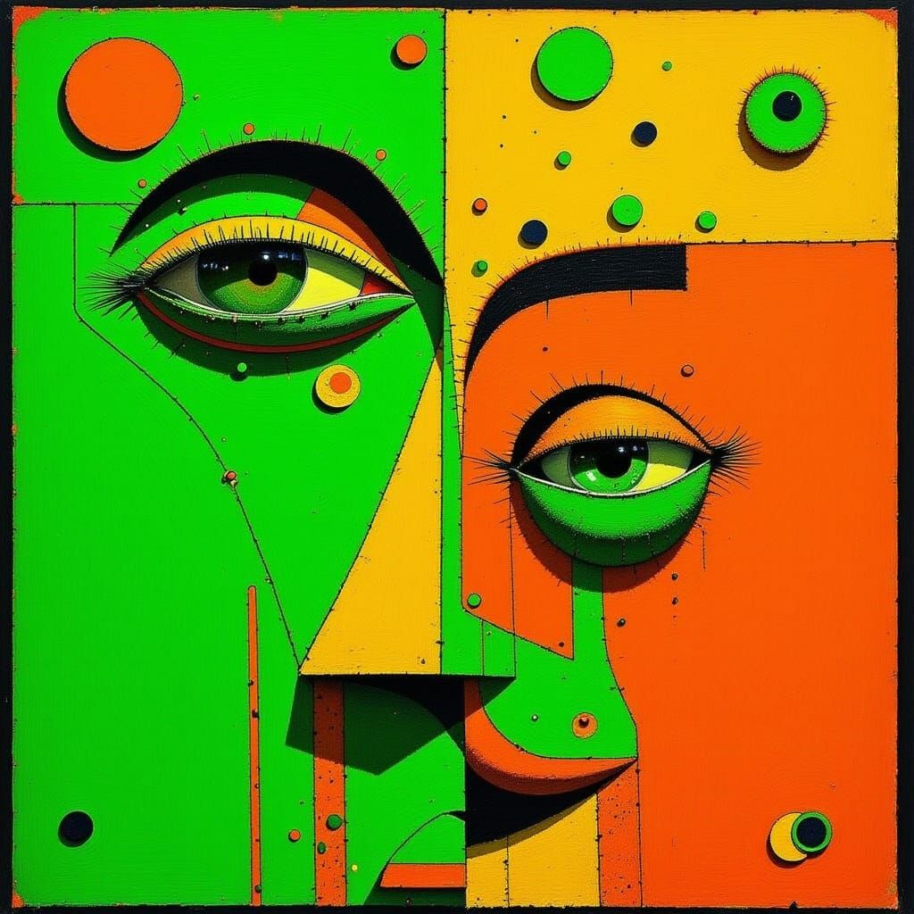 Neon Cactus People in Digital Art Style