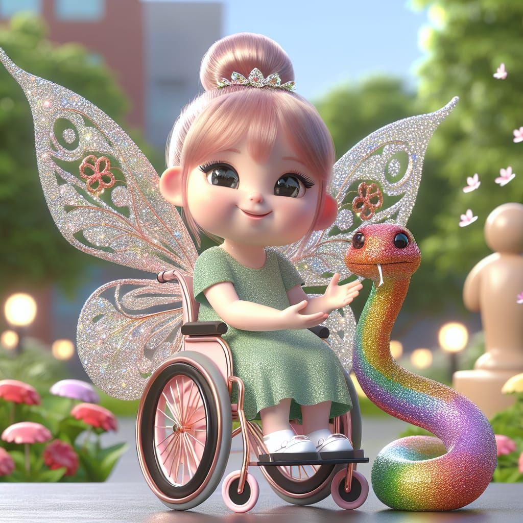 Disney Pixar style 3D adorable little girl fairy, with big s...