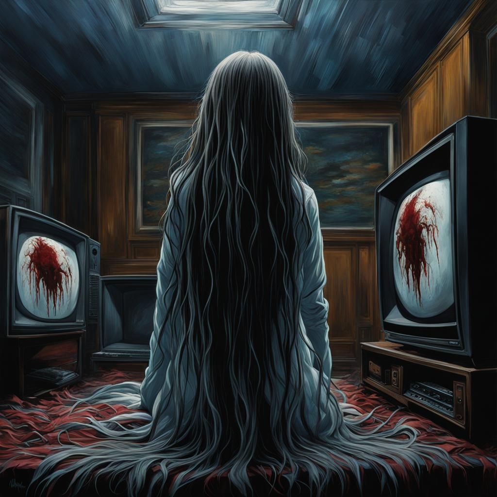 Samara Crawling Out of The TV: Photorealistic Horror