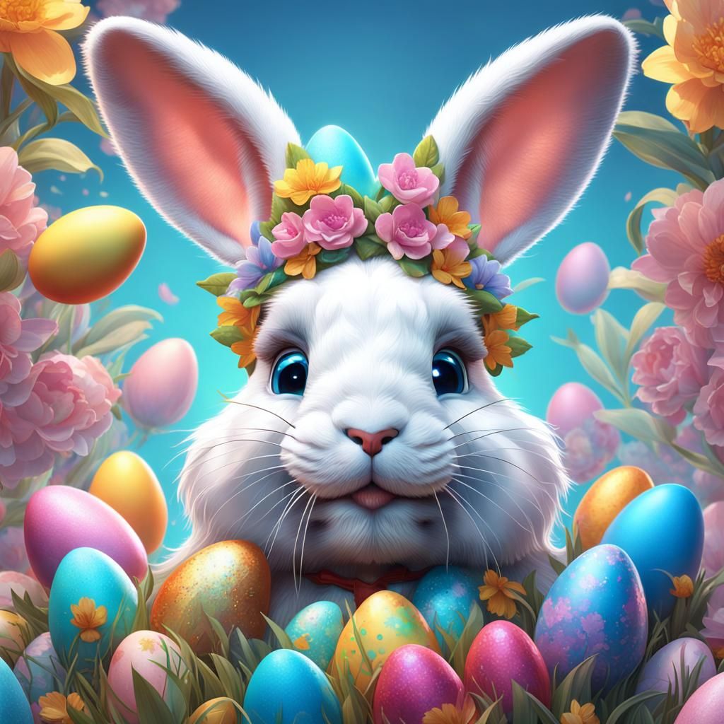 Detailed Easter Bunny Portrait in Artstation Style