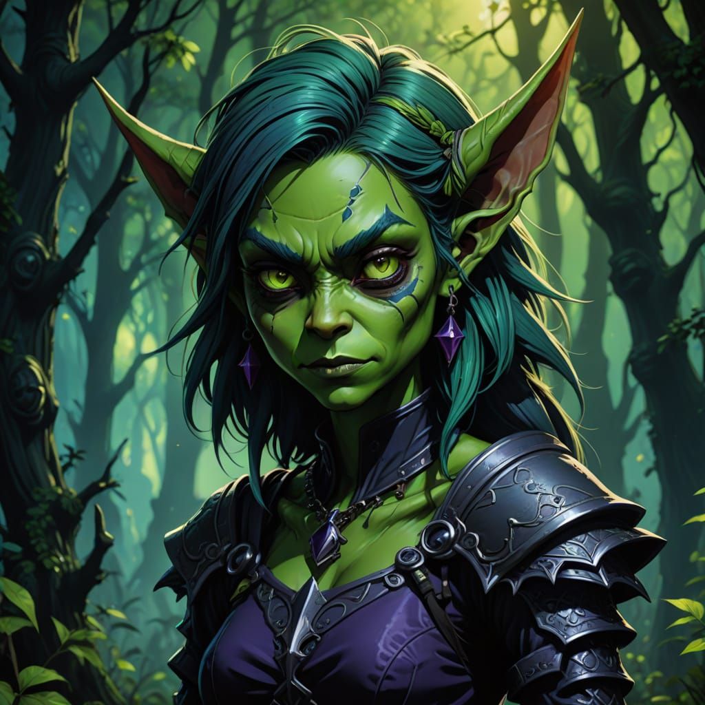 Gothic Anime Goblin Goddess in Kingdom Hearts Attire