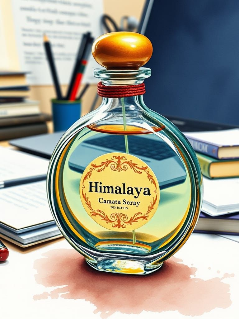 Elegant Victorian Perfume Bottle in Watercolor