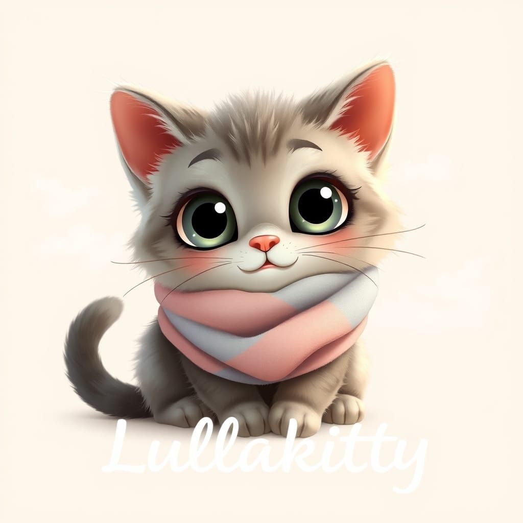 Surreal Cartoon Kitten in Pastel Hues