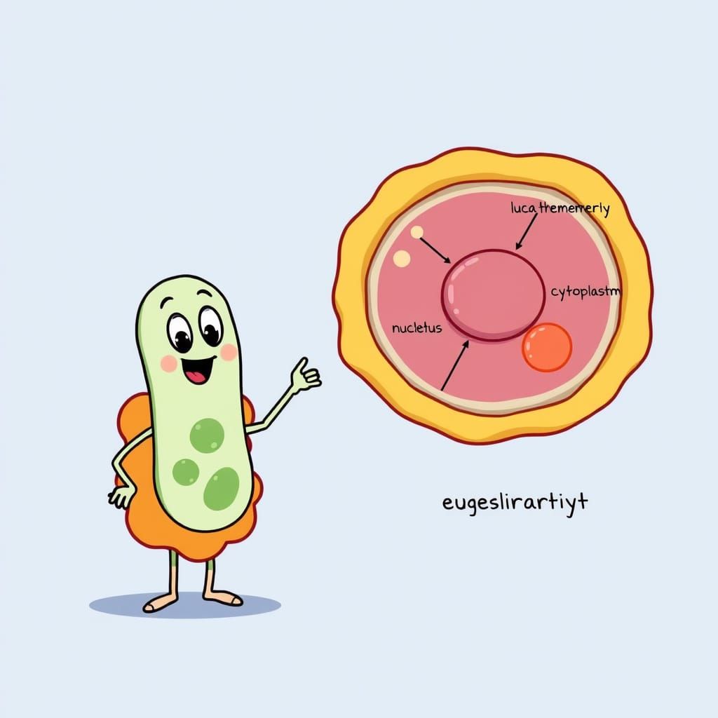 Cartoon of LUCA Bacterium and Eukaryote Cell