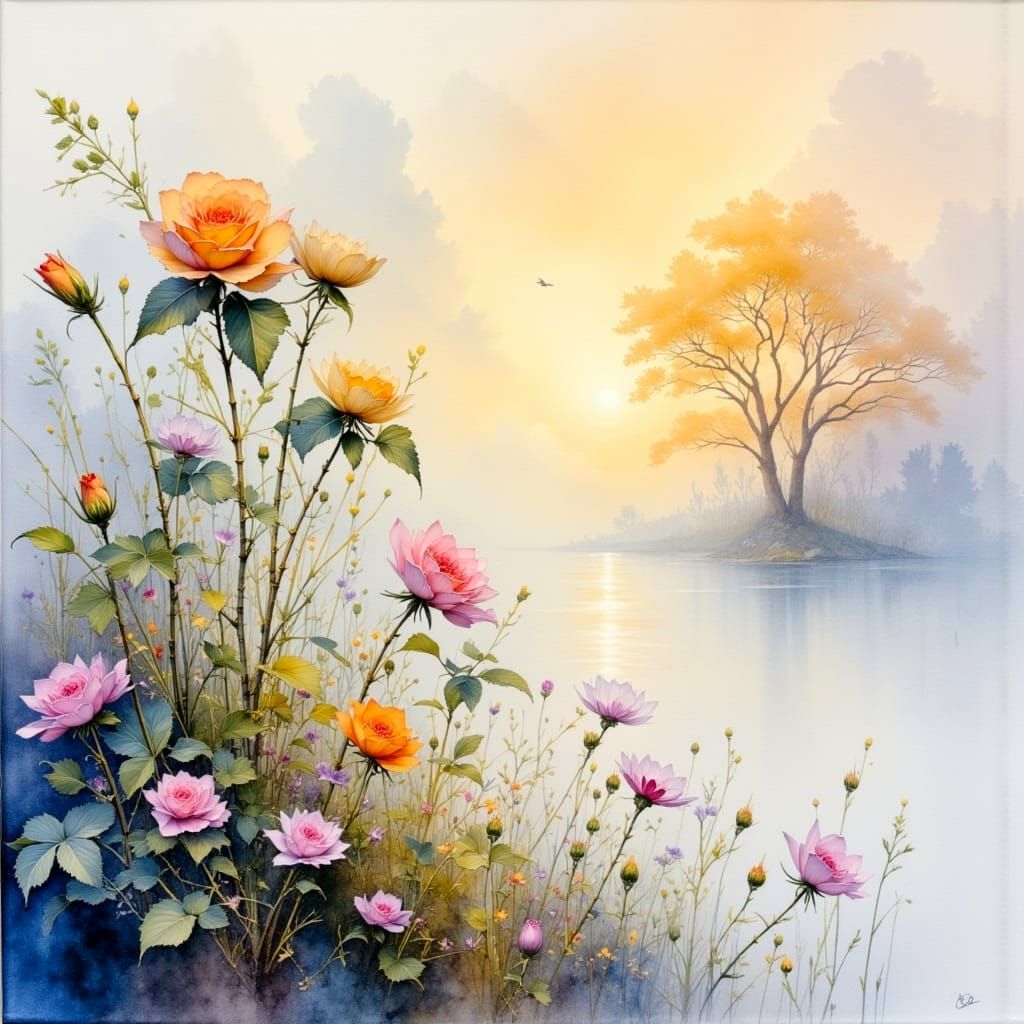 Whispers of a Rose Garden in Soft, Pastel Hues