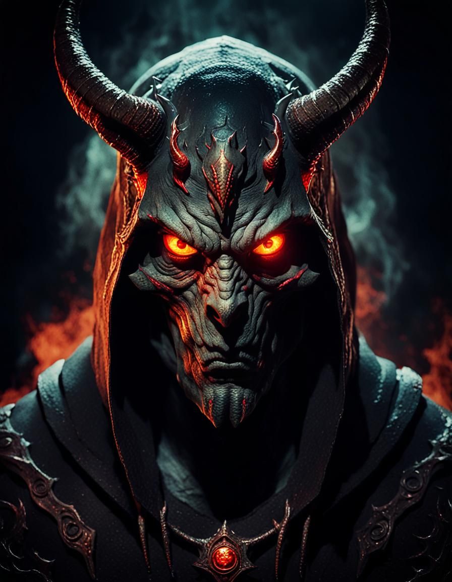Cinematic Demon Portrait in the Underworld