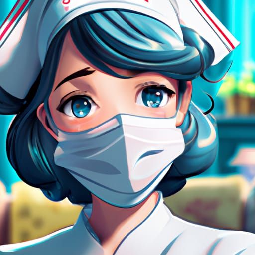 1940s English Nurse in Anime Key Visual Style