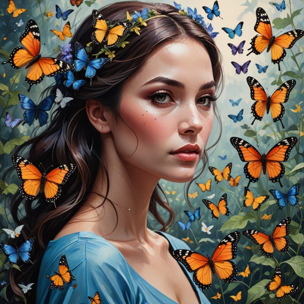 Butterfly Woman Digital Portrait