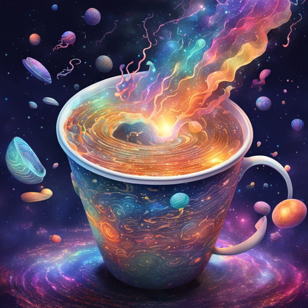 Endless Cosmic Rain in Vibrant Holographic Style