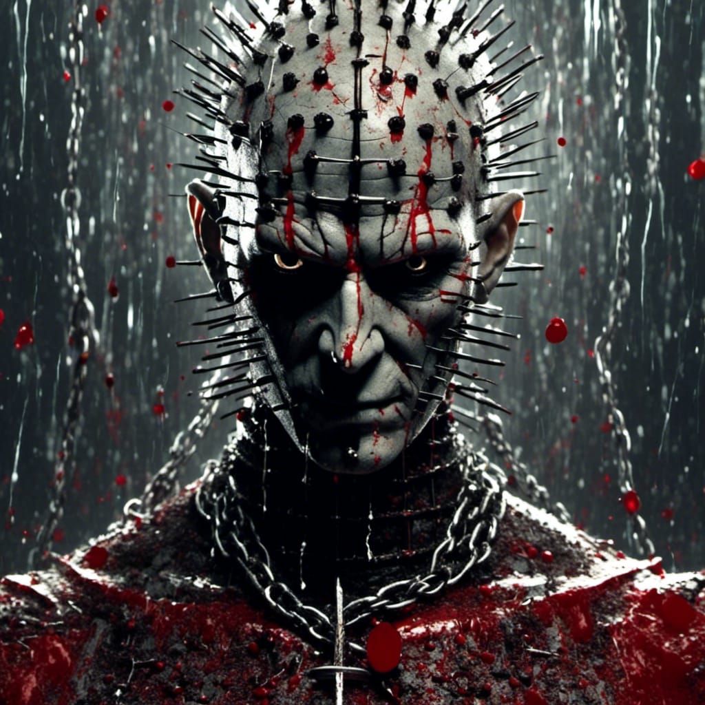 Pinhead with Chains, Hooks and Paint Splatters