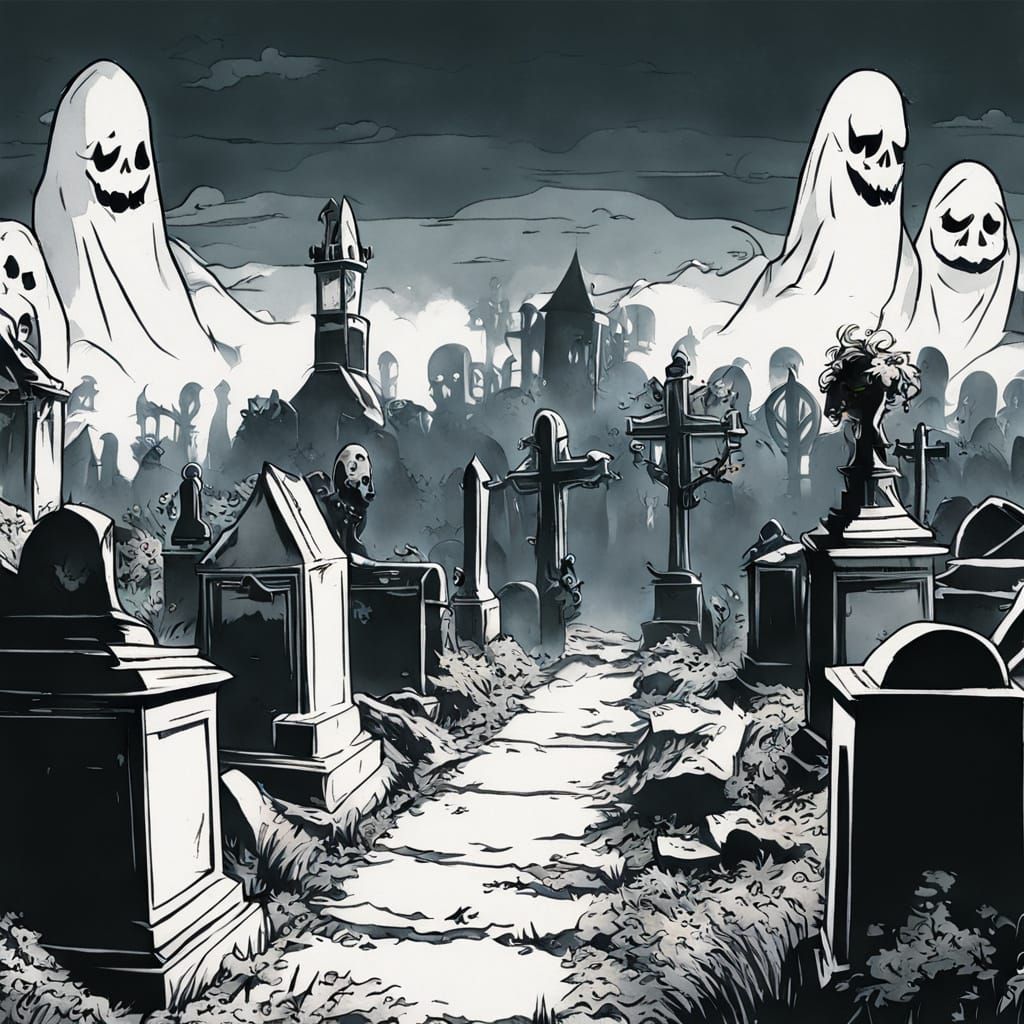 Ghosts in Graveyard Heist Scene Dreamworks Style