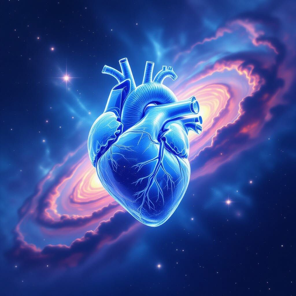 Crystalline Ice Heart in Cosmic Nebula