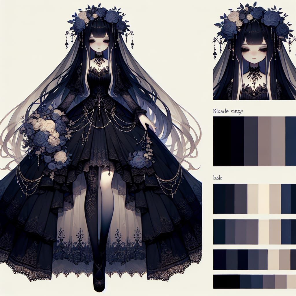 Gothic Shadow Bride Bladesinger with Dark Bouquet