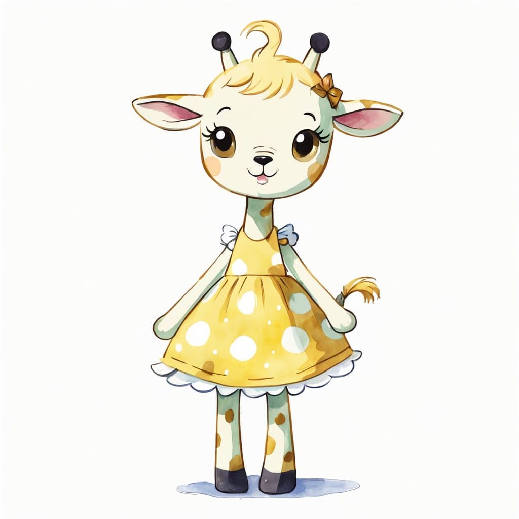 Adorable Giraffe Cub in Whimsical Watercolor Style