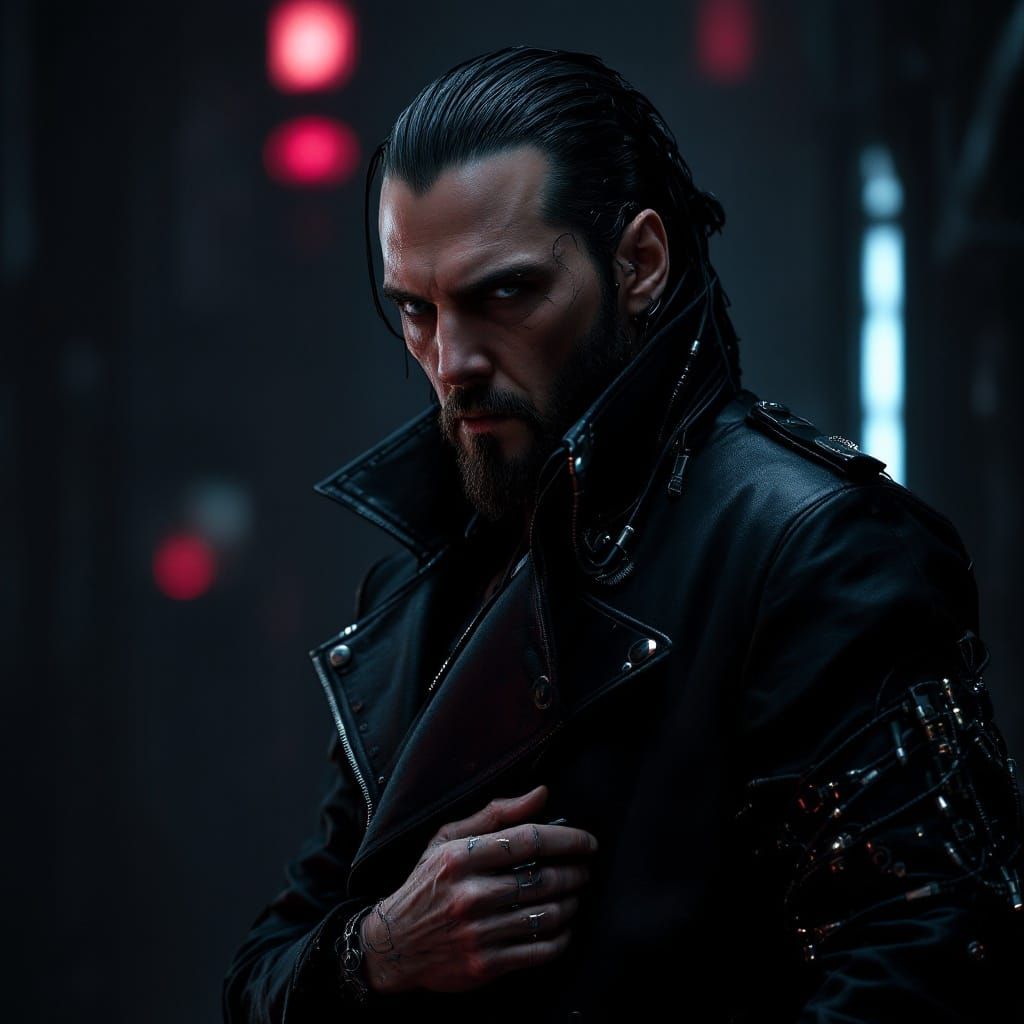 Cyberpunk Visionary Niander Wallace in 8k Hyper-Realism