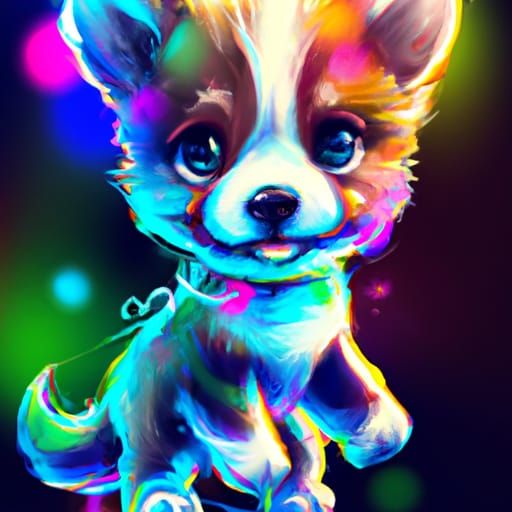 Adorable Puppy Portrait in Vibrant Digital Art Style