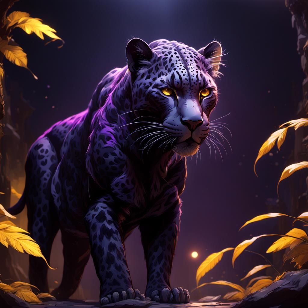 Hyperdetailed Black Leopard in Dark Fantasy Style
