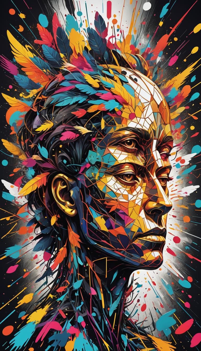 Vibrant Animals Erupting from Human Head