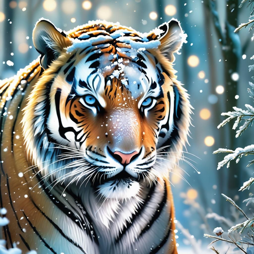 A tiger in snow