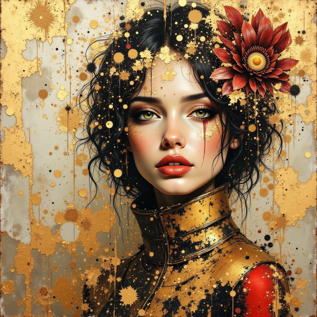 Divine Portrait with Ancient Gold Accents