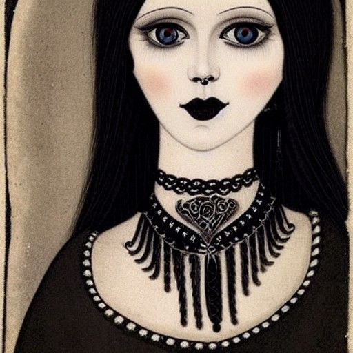 Medieval Goth Girl: Detailed Pre-Romanesque Portrait