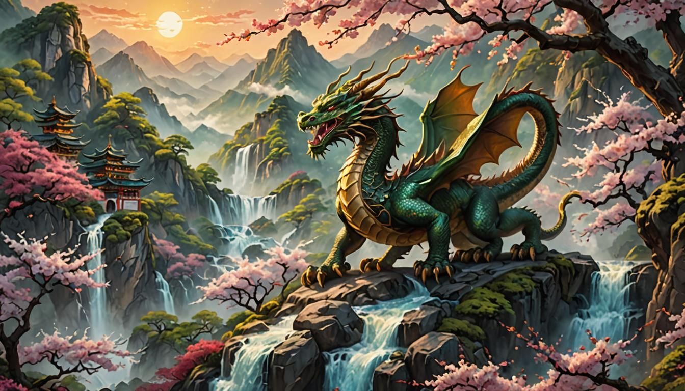 Harmony of the Dragon: A Gongbi Landscape