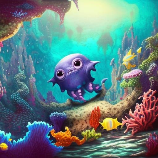 Cute Monster in the Deep Sea Abyss