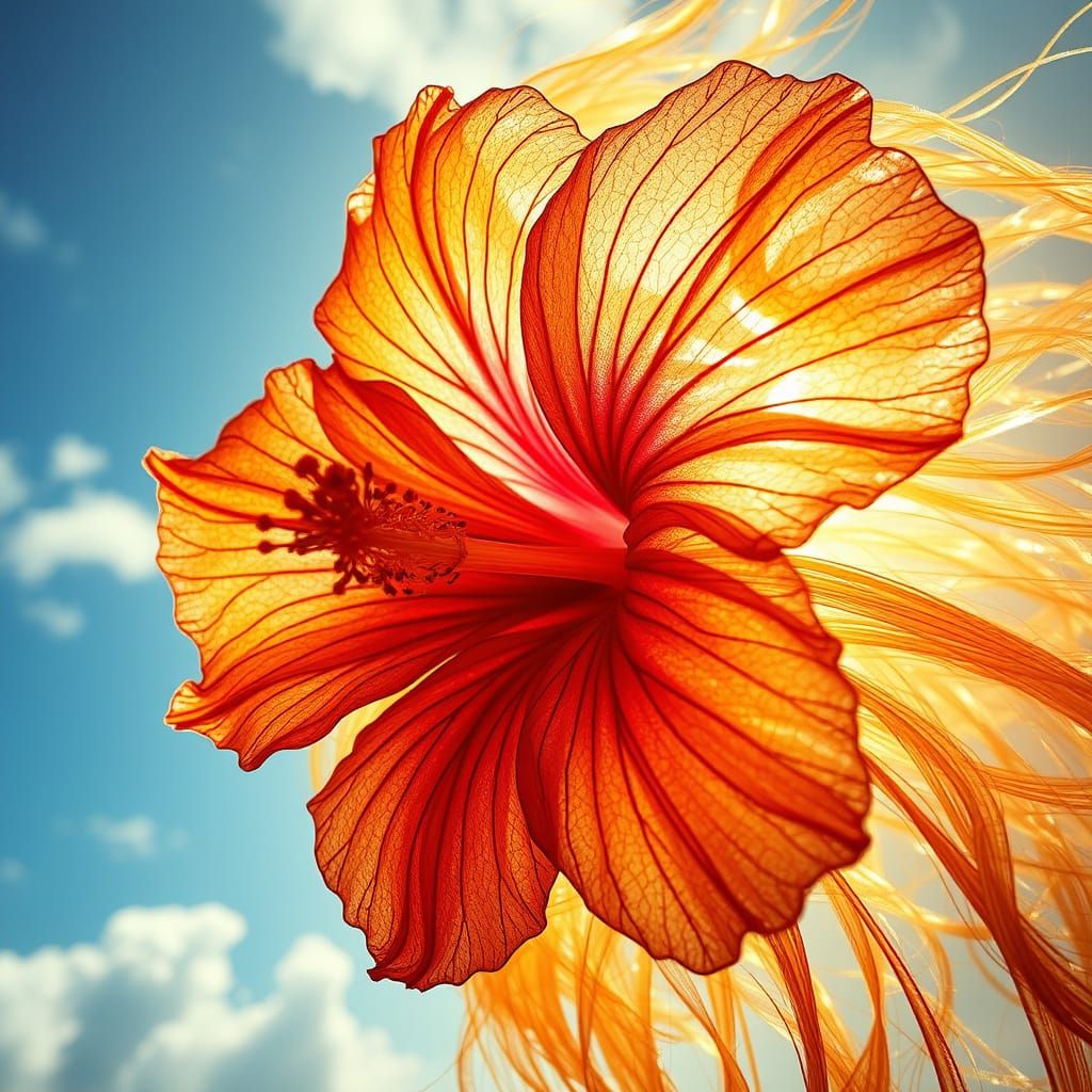 Surreal Hibiscus Masterpiece in Vibrant Photorealistic Color...