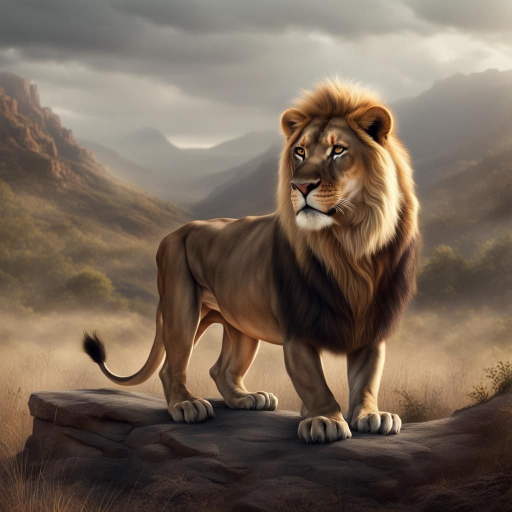 Anthropomorphic Lioness Detailed Matte Painting