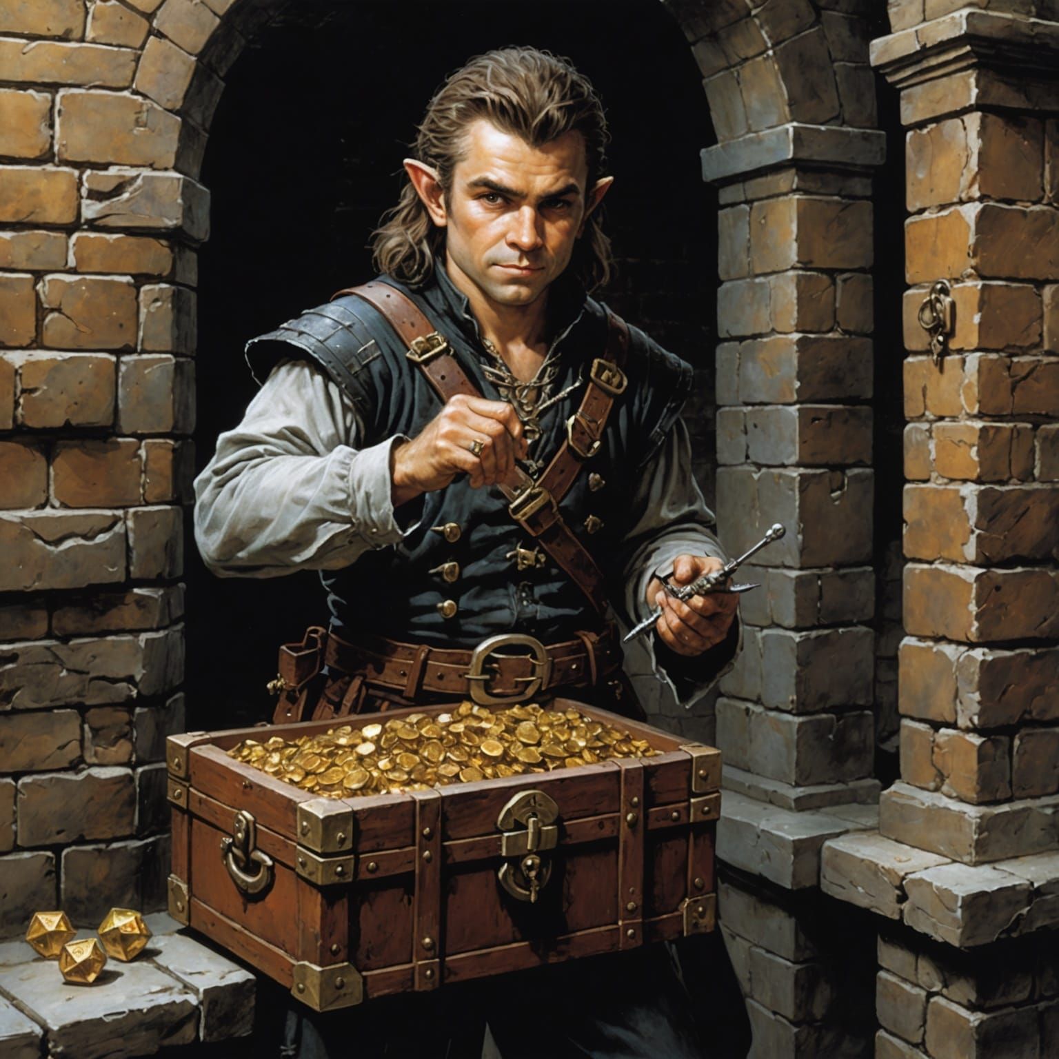 Halfling Thief in Dark Dungeon Concept Art