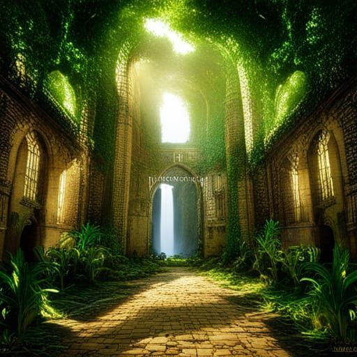 Lush Castle Ruins in Sunlight