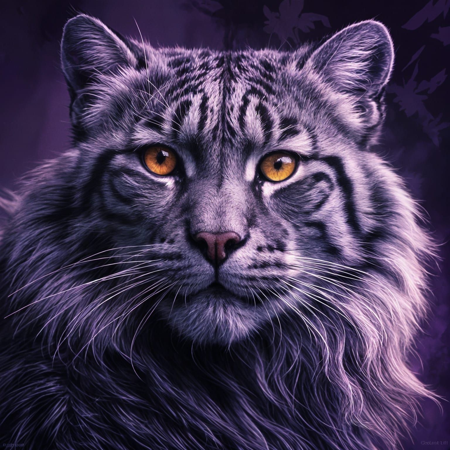 Fierce Purple Wildcat in Vibrant Hues