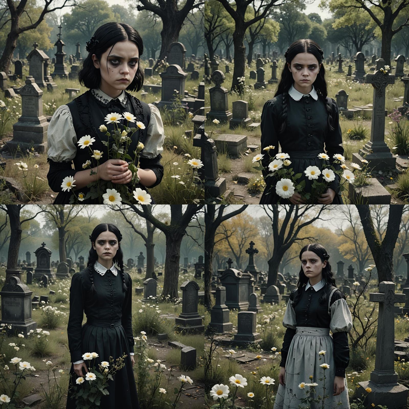 Wednesday Addams in Cemetery, Burton Style