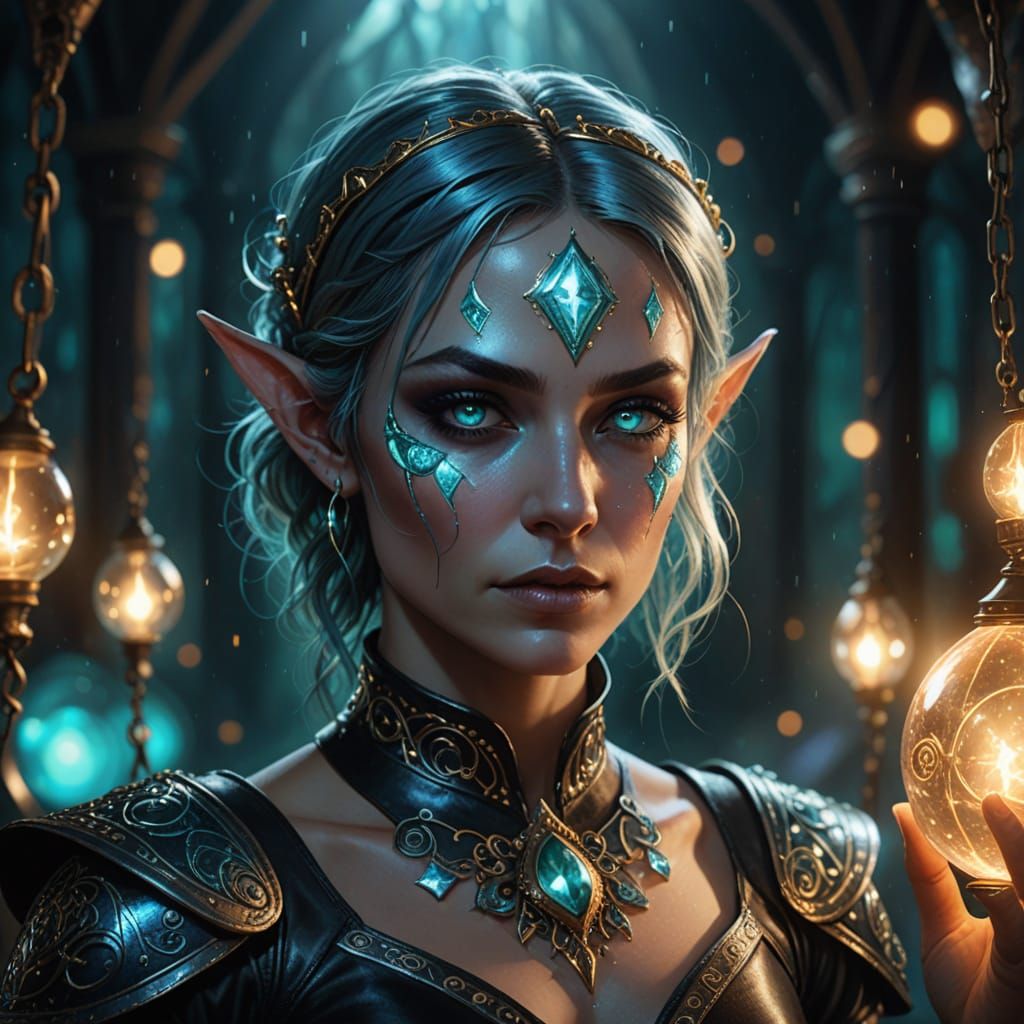 Enchanting Drow Healer Performs Magical Sorcery