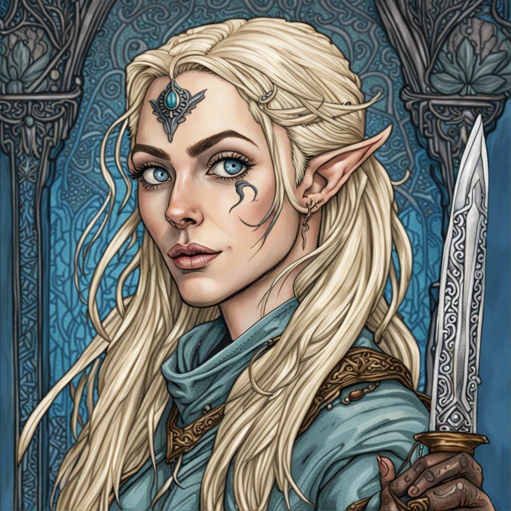 Elven Rogue Portrait with Dagger